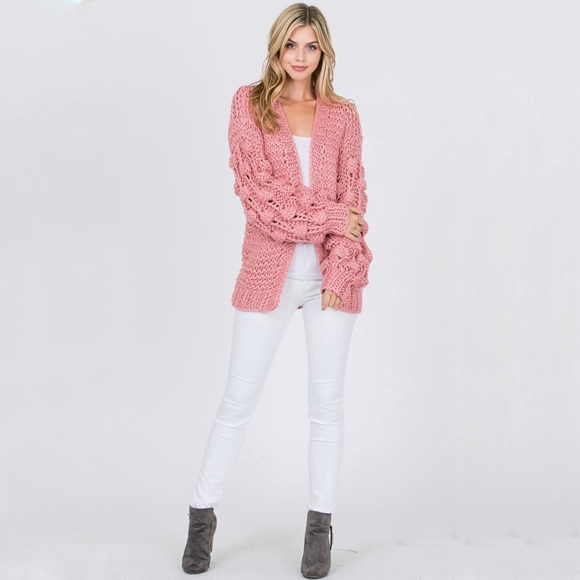 Handmade Cable Knit Chunky Sweater Open Cardigan - Picture 2 of 7